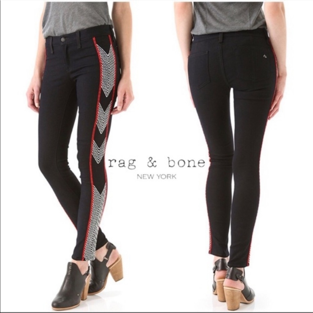 Rag & Bone Jeans | Raja Midnight Indigo jeans | Tribal Embroidery | size 25